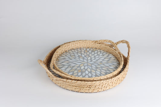 Mother of Pearl with Rattan Tray