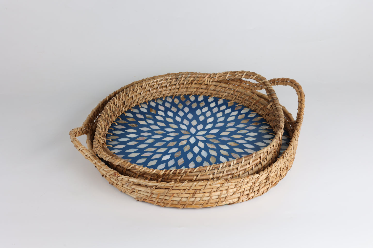 Mother of Pearl with Rattan Tray