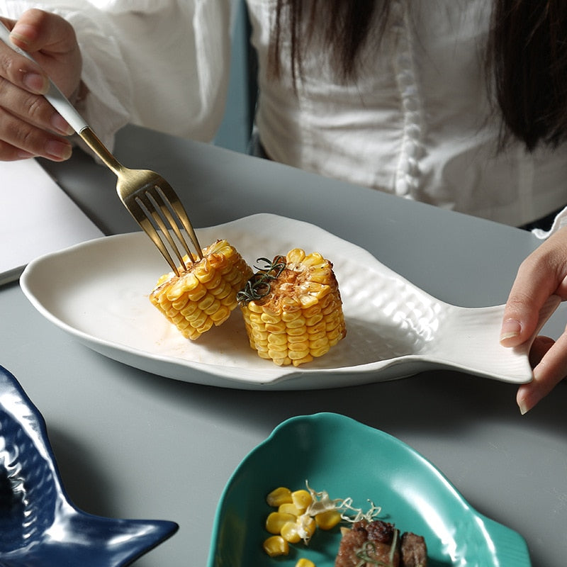 Fish Shaped Ceramic Plates- Serving Platter